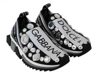 Chic Monochrome Crystal Studded Sneakers - Luxury for You