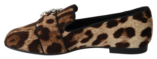 Leopard Print Crystal Embellished Loafers - Luxury for You