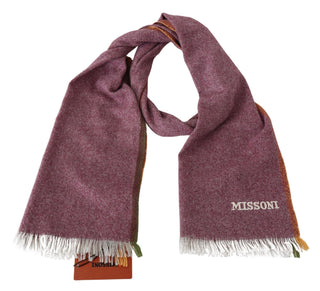 Chic Maroon Cashmere Scarf With Logo Embroidery