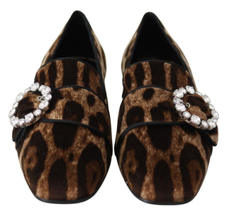 Leopard Print Crystal Embellished Loafers - Luxury for You