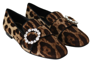 Leopard Print Crystal Embellished Loafers - Luxury for You