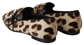 Leopard Print Crystal Embellished Loafers - Luxury for You