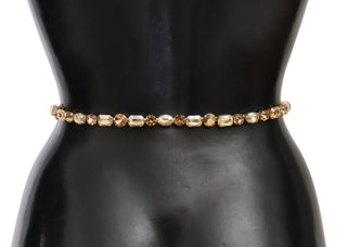 Champagne Crystal Embellished Leather Belt - Luxury for You