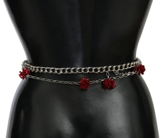 Elegant Floral Rose Waist Belt In Vibrant Red - Luxury for You