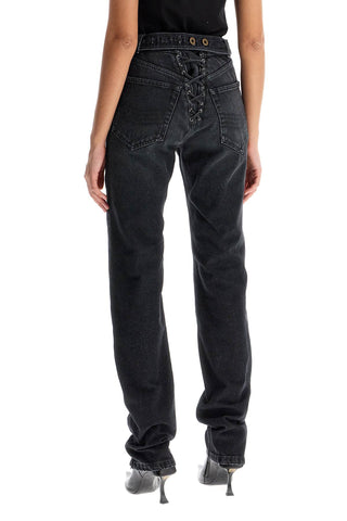 Jeans With Padded Inlays And Lace-up