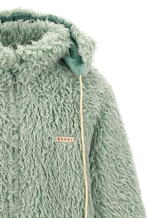 Long Pile Shaggy Hooded Jacket