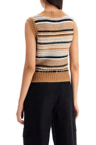 Soft Striped Knit Vest With A Comfortable