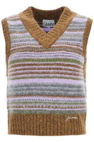 Soft Striped Knit Vest With A Comfortable