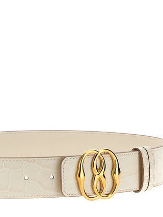 Logo Croc Print Leather Belt