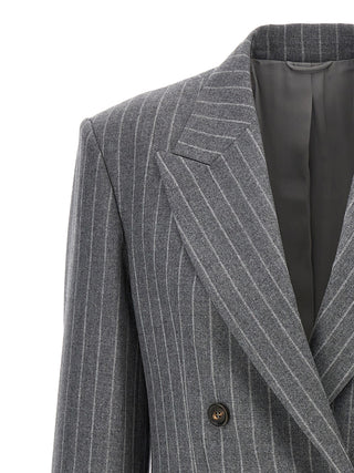 Pinstriped Double-breasted Blazer