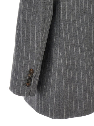 Pinstriped Double-breasted Blazer