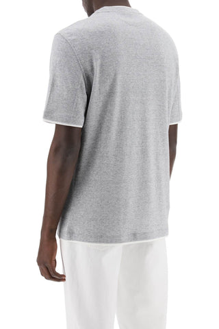 Overlapped-effect T-shirt In Linen And Cotton