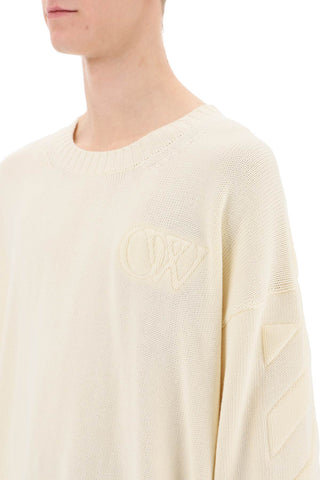 Sweater With Embossed Diagonal Motif