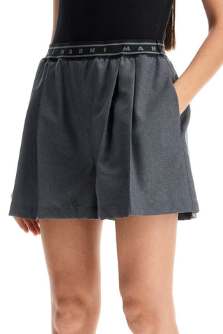 Pleated Shorts With Branded Band