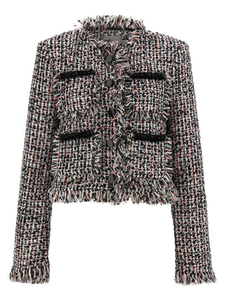 Black Fringed Boucle Short Jacket