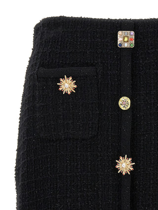 Black Jewel Button Knit Mini Skirt