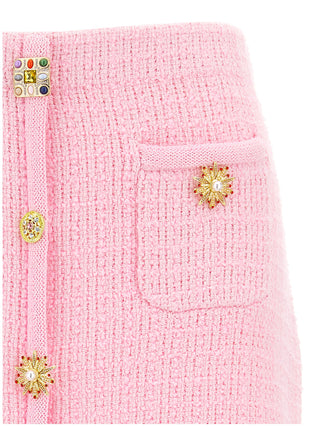 Pink Jewel Button Knit Mini Skirt