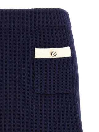 Navy Crochet Contrast Trim Mini Skirt