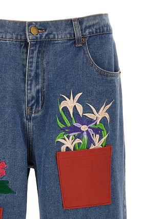 Flower Pots Denim Trousers