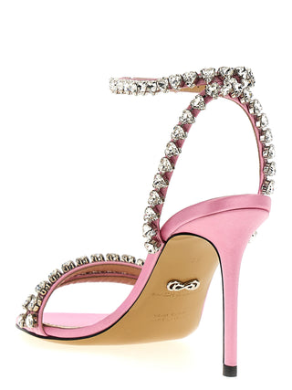 Audrey Crystal Round Toe Satin Sandals