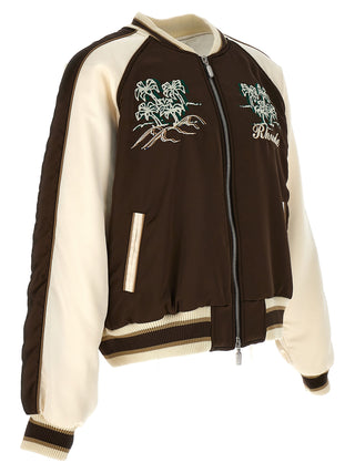 Crepe Satin Souvenir Bomber Jacket