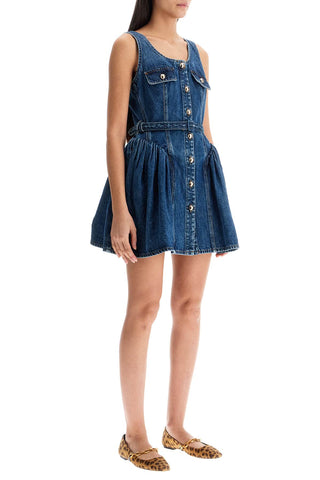 Flared Denim Mini Dress With A