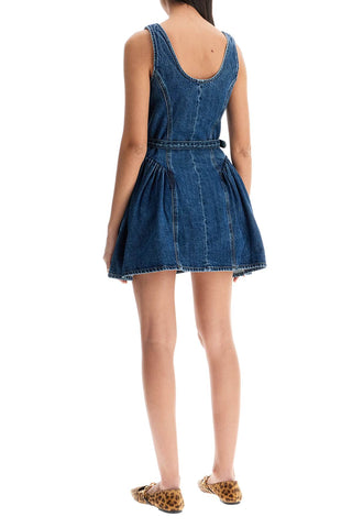 Flared Denim Mini Dress With A