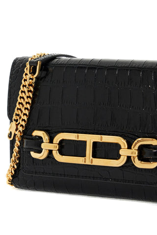 Embossed Crocodile Leather Mini Clutch