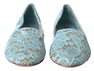 Light Blue Floral Lace Loafers Flats Shoes