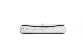 Small Metallic Silver Lamb Leather Medusa Clutch Crossbody Wallet Bag