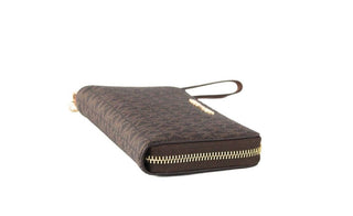 Jet Set Large Brown Signature Pvc Flat Multifunction Wrist Wallet