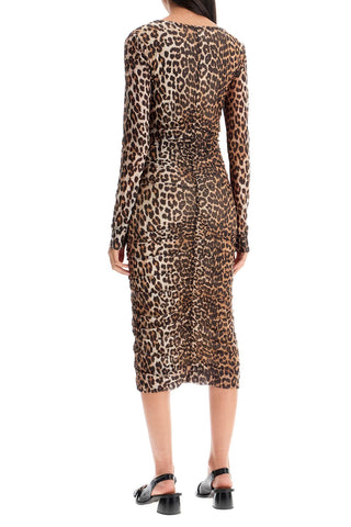 Animal Print Midi Dress In Mesh