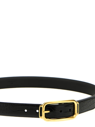 Croc Print Leather Belt