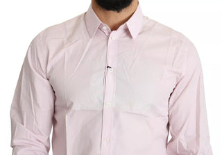 Light Pink Cotton Men Formal Gold Dress Shirt