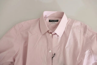 Light Pink Cotton Men Formal Gold Dress Shirt