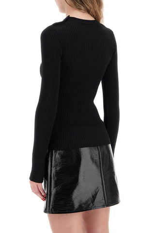 Ribbed Stretch Knit Pullover Sweater