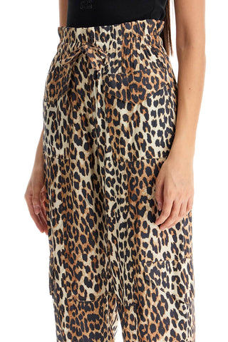 Leopard Print Satin Cargo Pants