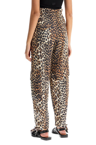 Leopard Print Satin Cargo Pants