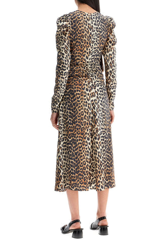 Animal Print Satin Midi Dress