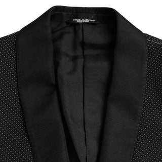 Black Jacquard Martini Single Breasted Coat Blazer