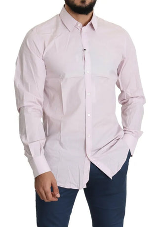 Light Pink Cotton Men Formal Gold Dress Shirt