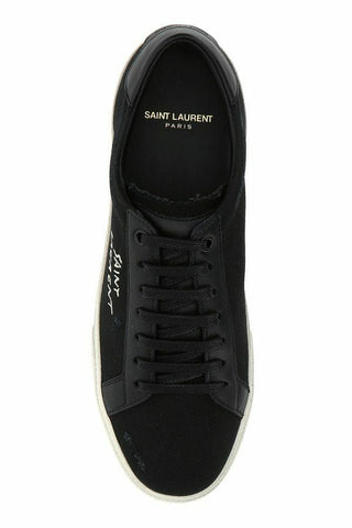 Sleek Black Canvas & Leather Low-top Sneakers - Luxury for You