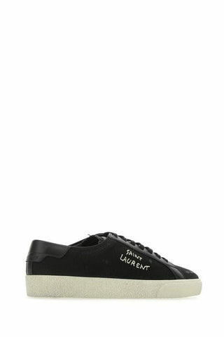 Sleek Black Canvas & Leather Low-top Sneakers - Luxury for You