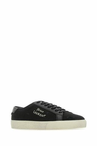 Sleek Black Canvas & Leather Low-top Sneakers - Luxury for You