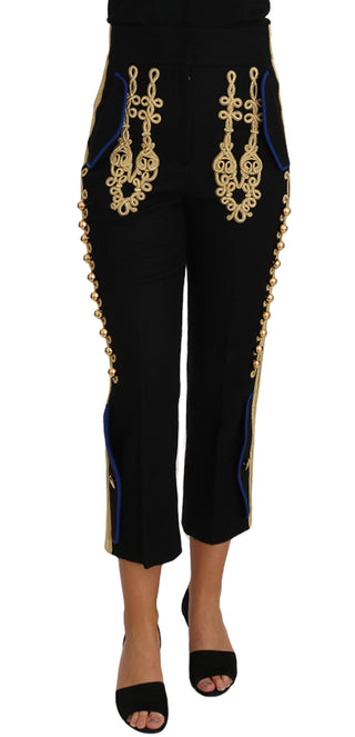 Elegant Black Military Embellished Pants - Luxury for You