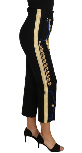 Elegant Black Military Embellished Pants - Luxury for You