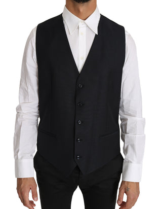 Elegant Gray Slim-fit Wool-silk Vest - Luxury for You