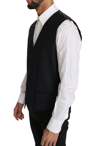 Elegant Gray Slim-fit Wool-silk Vest - Luxury for You