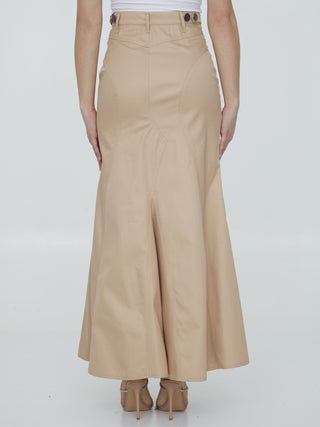 Cotton Gabardine Long Skirt