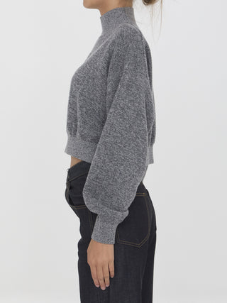 Cropped Sweater With Embossed Logo